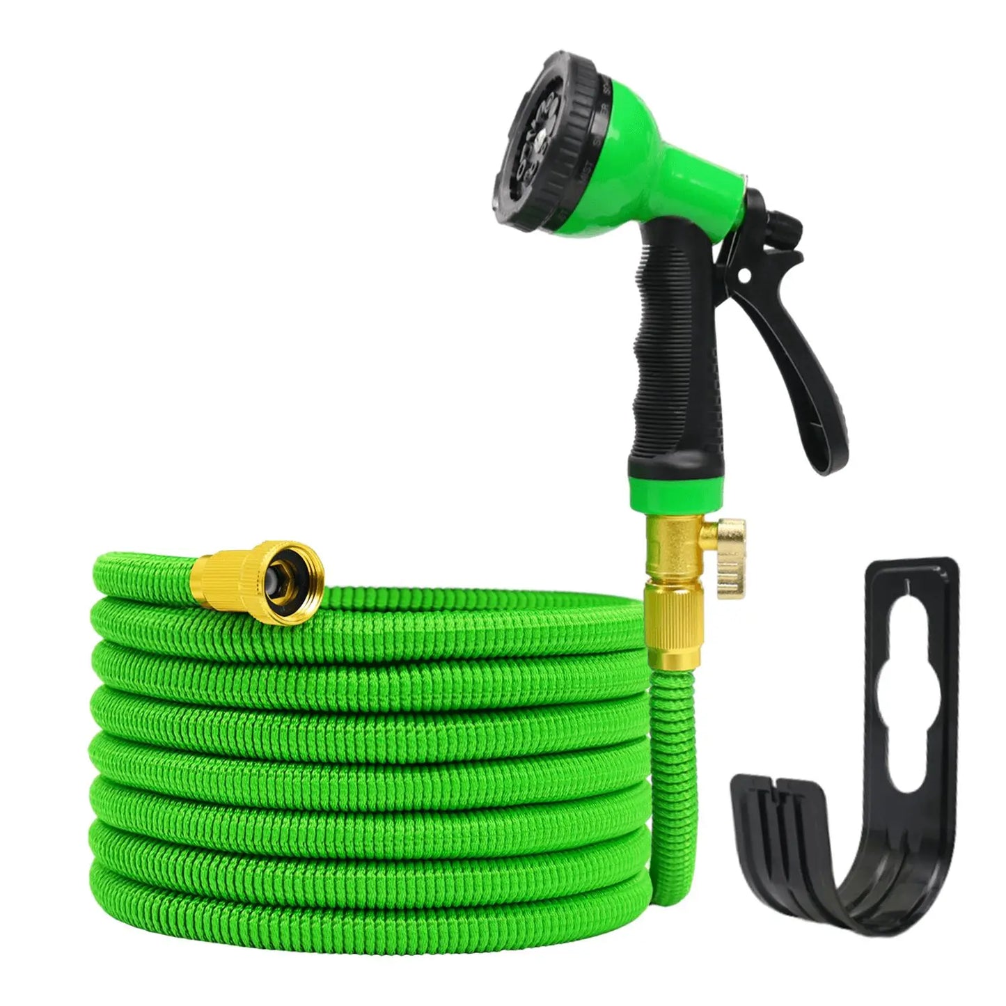 Expandable Garden Hose With Spray Nozzle And Holder