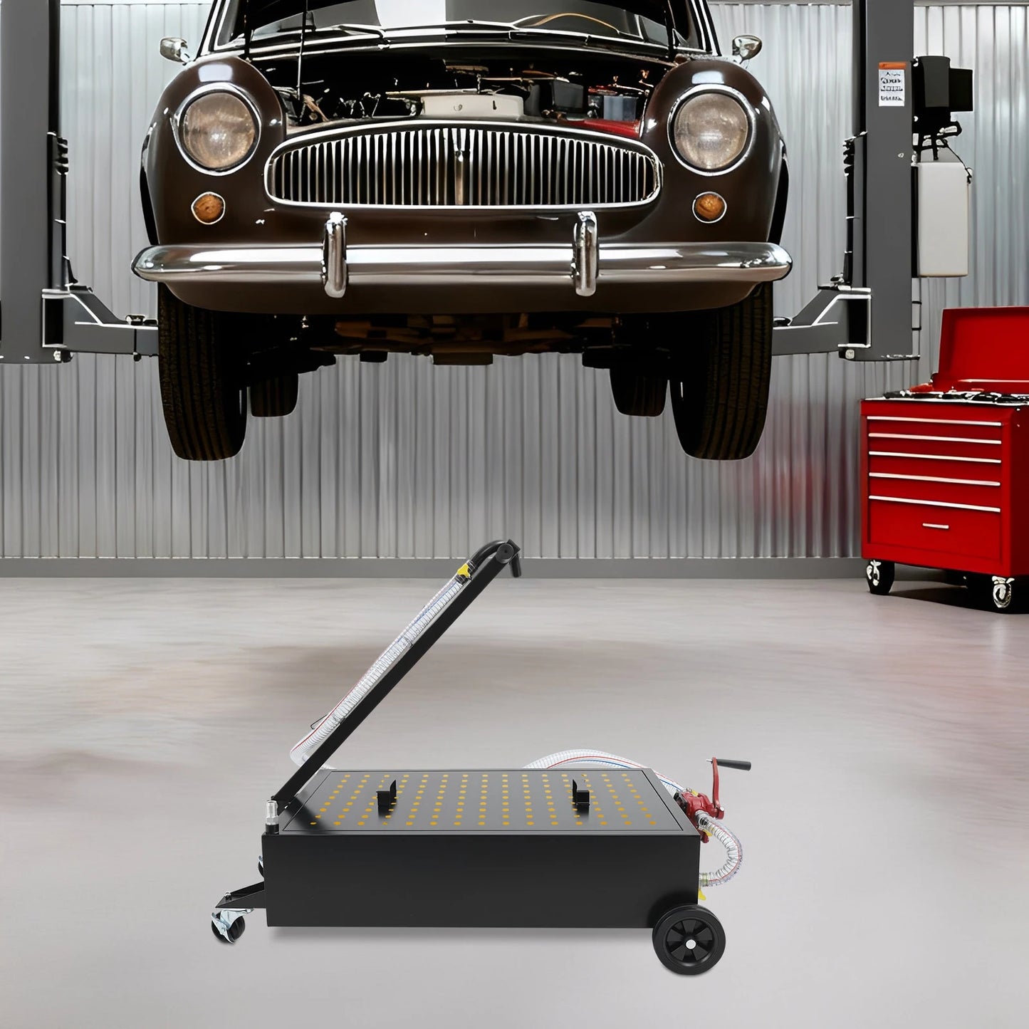 Bymaocar Oil Drain Pan With Rotary Pump And 7.2ft Hose