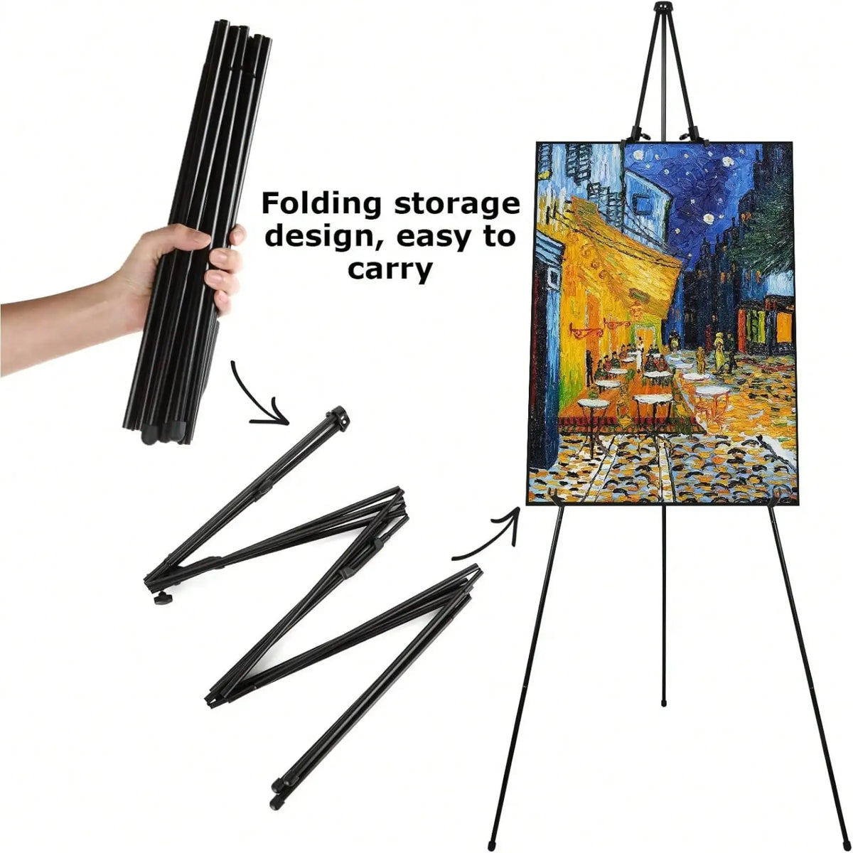 Adjustable Folding Metal Tripod Easel Stand for Art and Signs