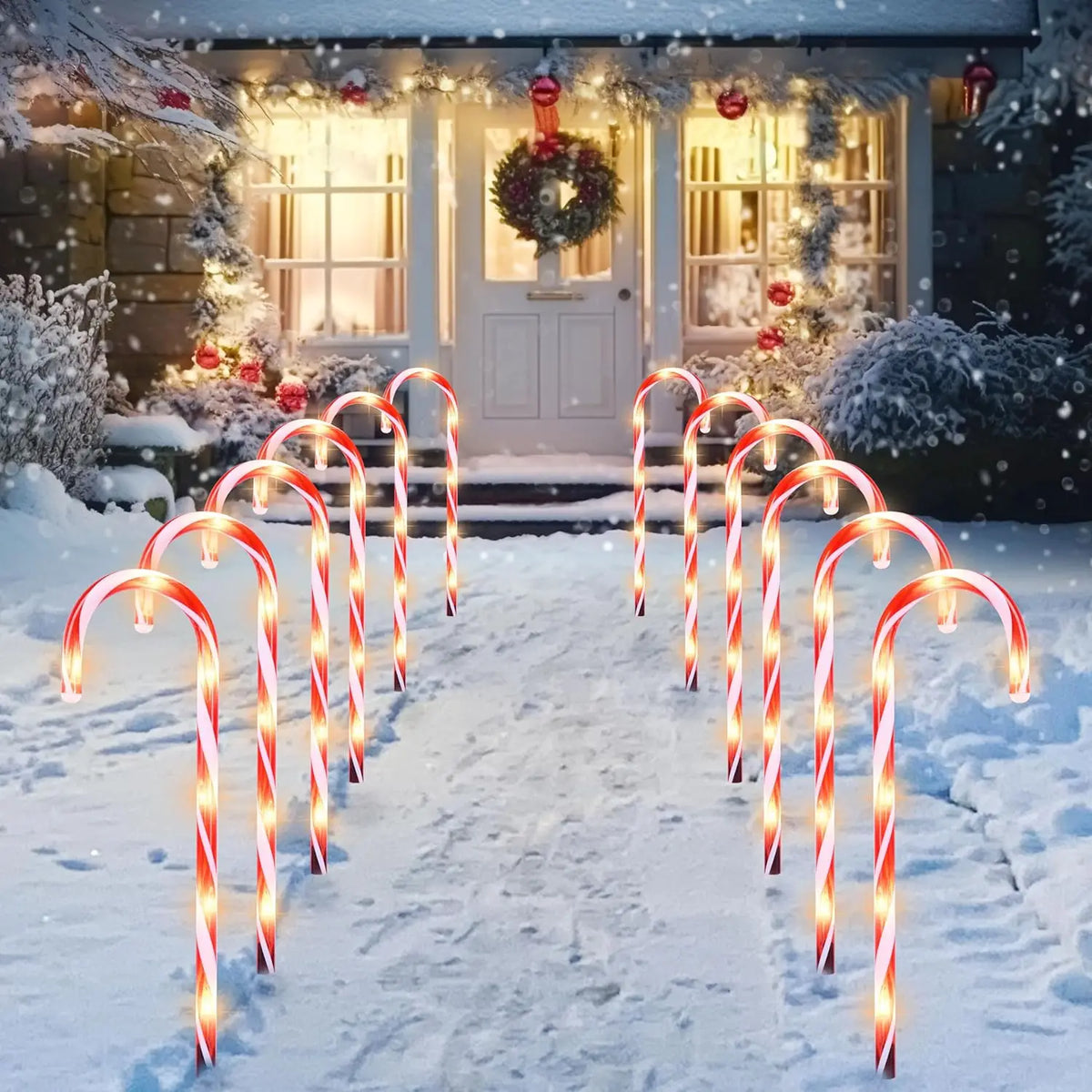 Joyfy Outdoor Christmas Candy Cane Pathway Garden Lights