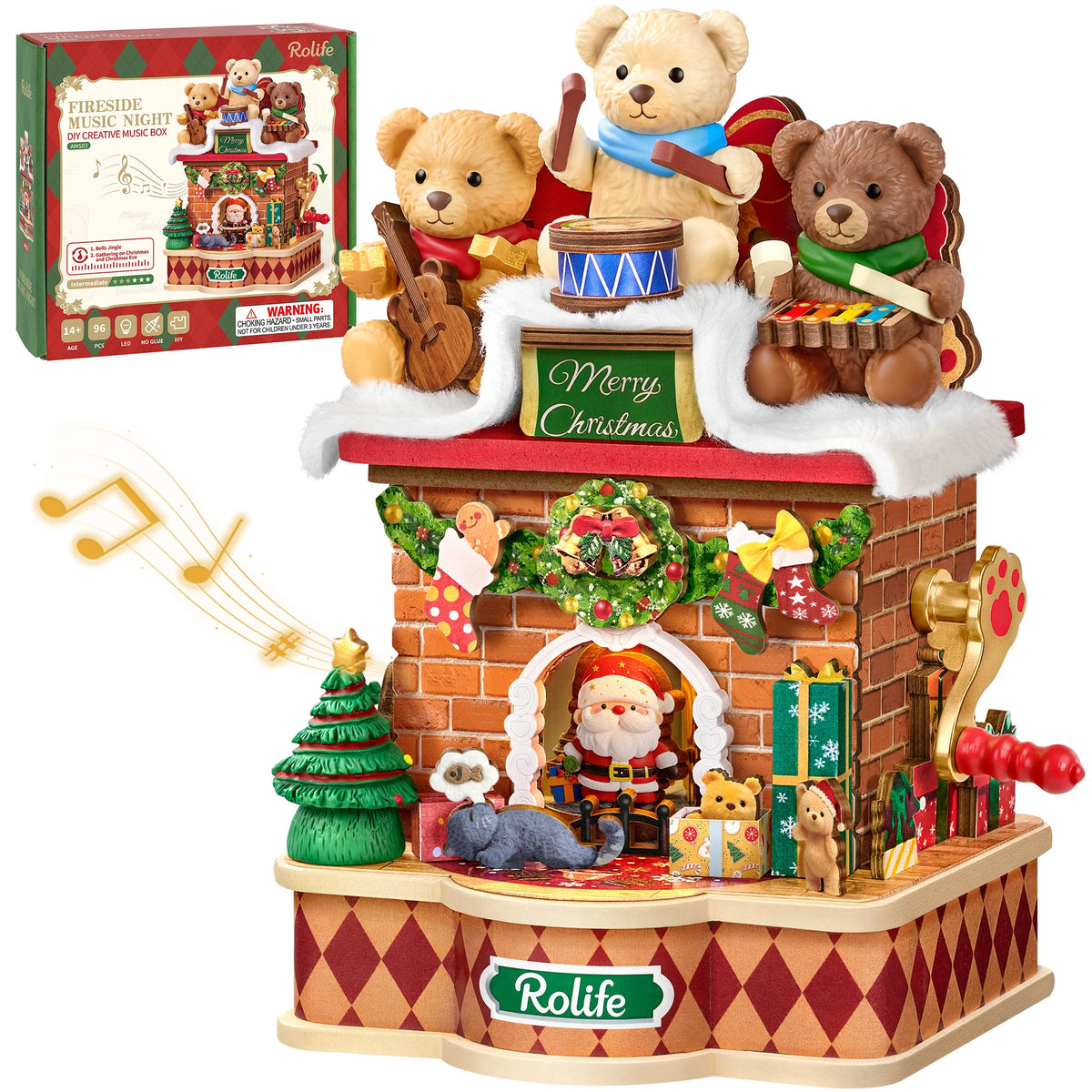 Rolife Fireside Music Night Wooden Puzzle Music Box Craft Kit
