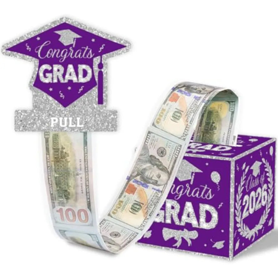 2026 Graduation Money Gifts Pull Box for Cash, Black and Pink Class of 2026 Graduation Money Holder for Grad Party