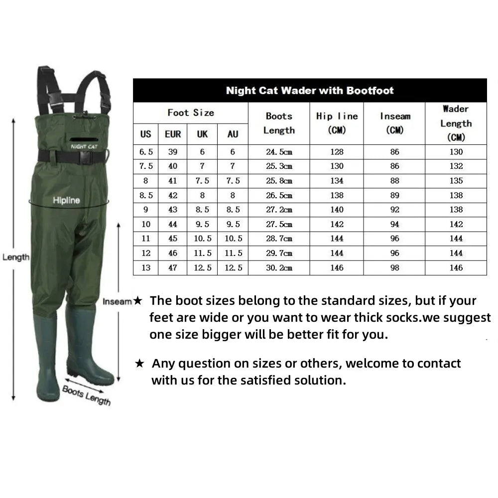 Night Cat Waterproof Unisex Chest Wader With Boots