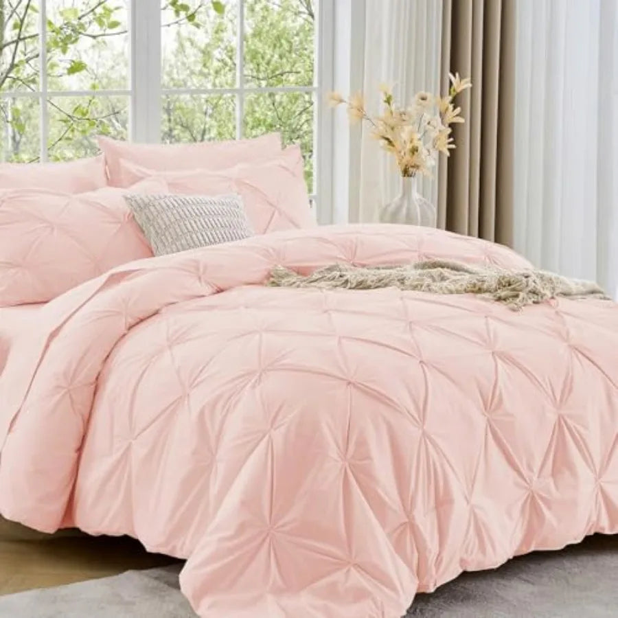 Pintuck All Season Comforter Set 7-Piece Bed in a Bag