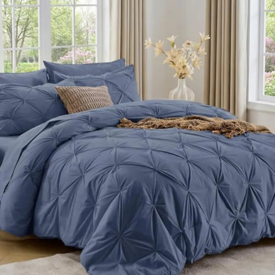 Comforter Set Bed In A Bag 7 Piece Pintuck All Season Cotton Tencel