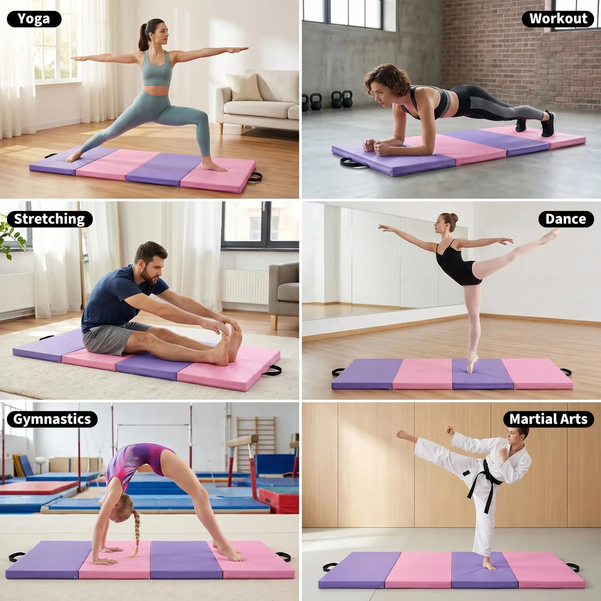 HiMISS Folding Gymnastics Exercise Mat for Yoga Pilates and Tumbling