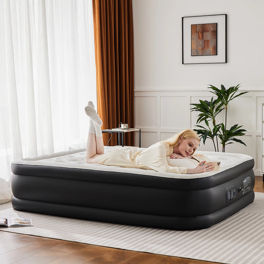JHK High Profile Air Mattress With Comfortable Flocking Top