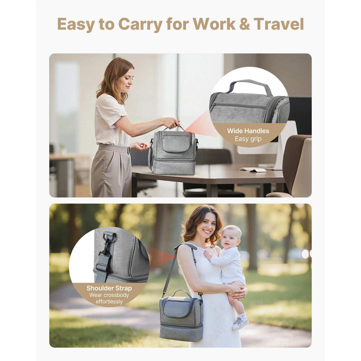 SucceBuy Insulated Breast Pump Bag Travel Carrying Case