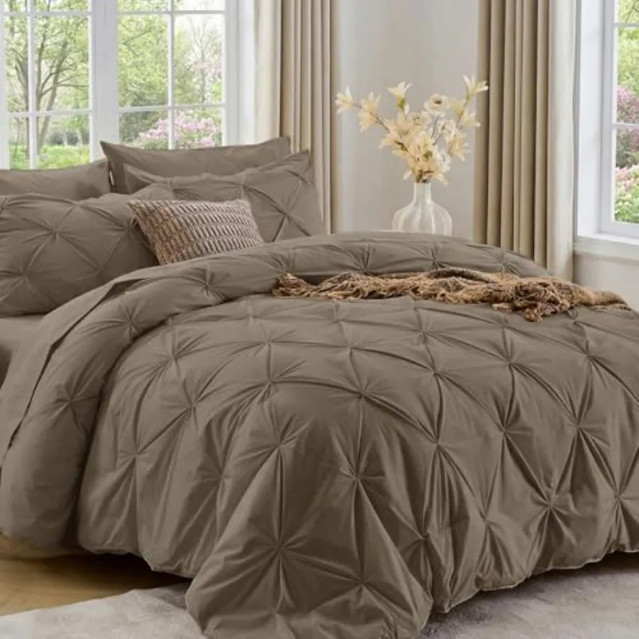 Comforter Set Bed In A Bag 7 Piece Pintuck All Season Cotton Tencel