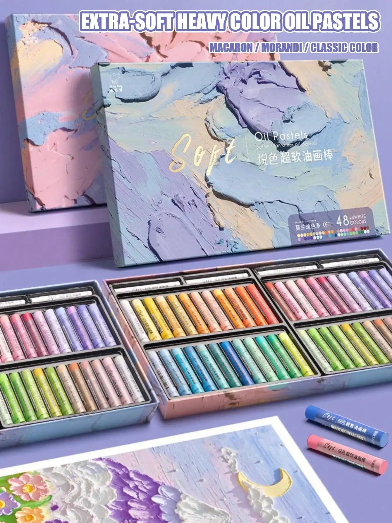48-Piece Soft Oil Pastel Set For Art And Graffiti Drawing
