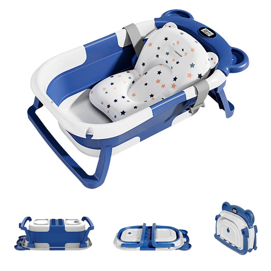 Portable Collapsible Baby Bathtub With Thermometer And Floating Cushion