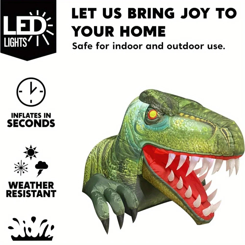 Joyfy Animated Halloween Inflatable Dinosaur With Led Yard Decor