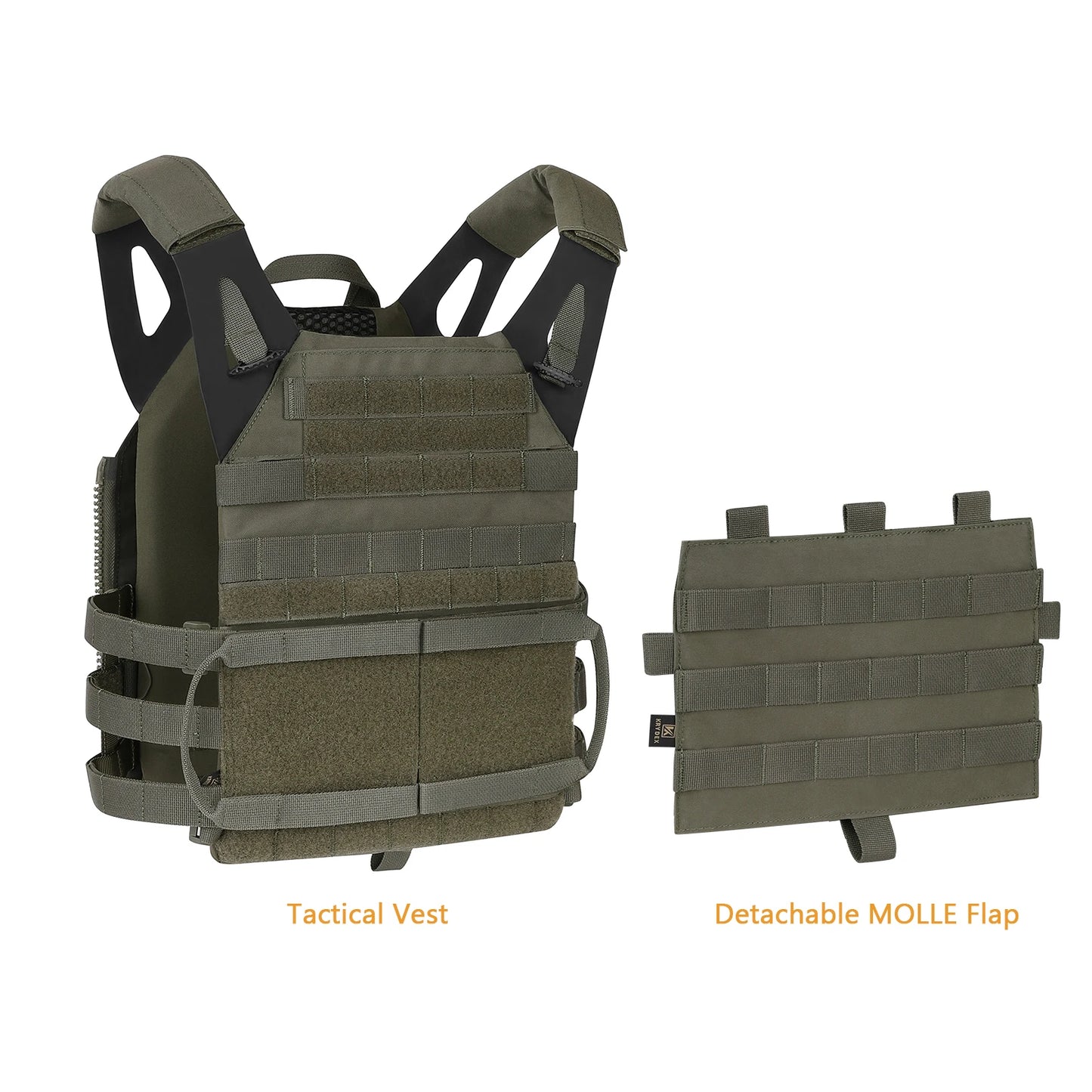 KRYDEX 500D Nylon Tactical Plate Carrier Vest With MOLLE Front Flap