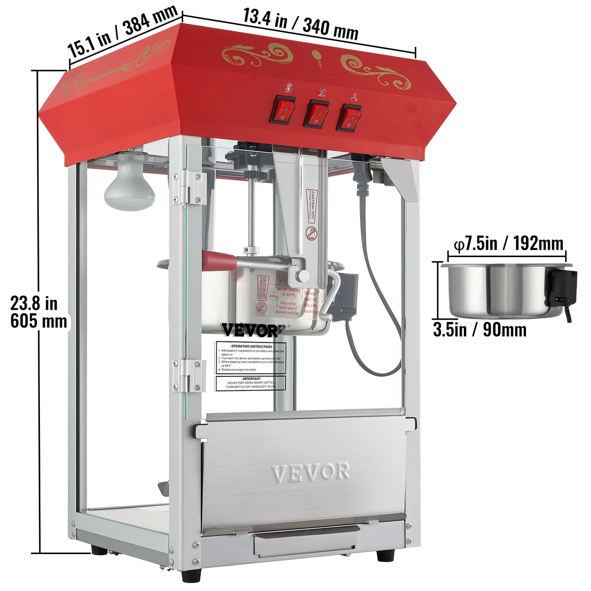 Succebuy Commercial Popcorn Maker with 304 Stainless Steel Heating Tube