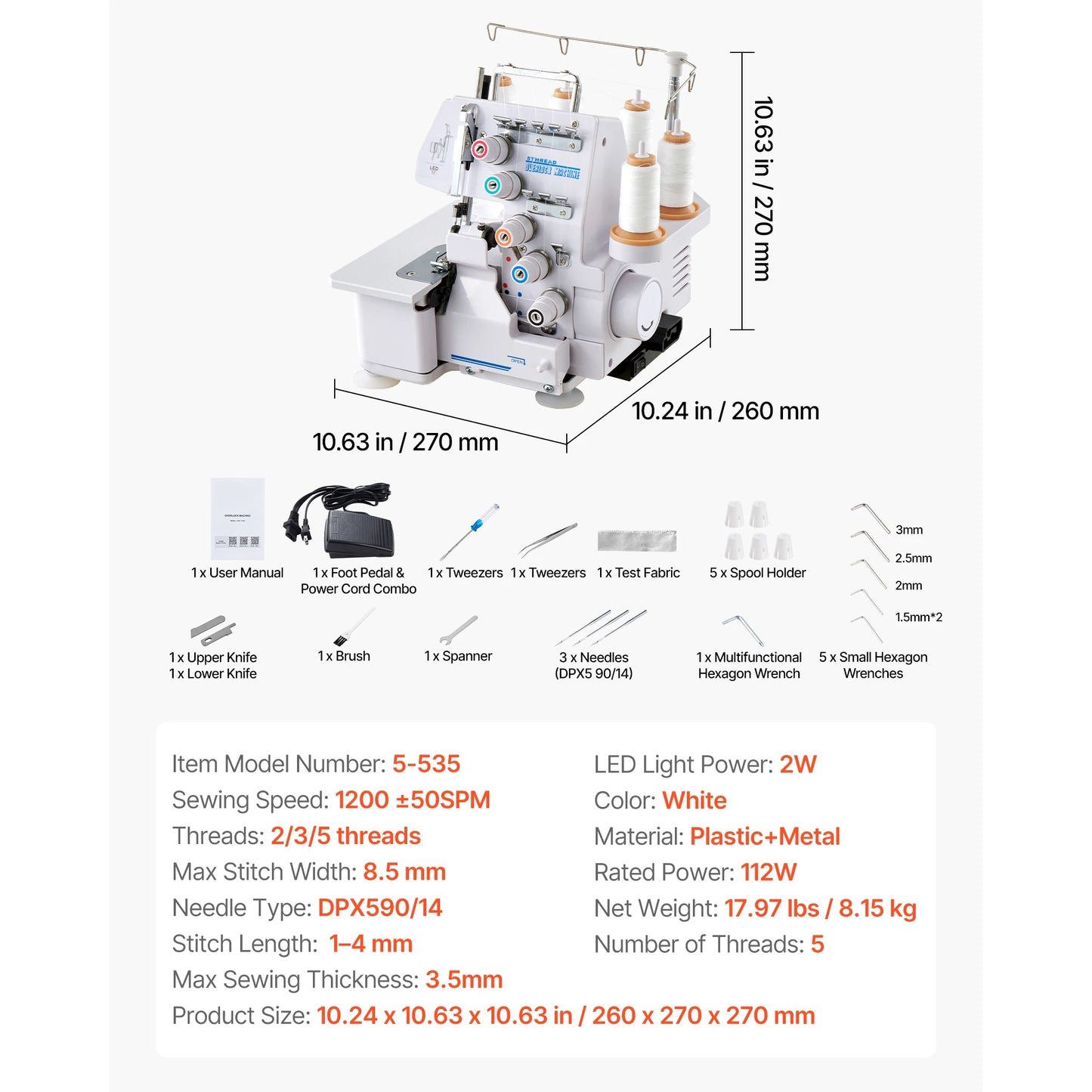 SucceBuy Serger Overlock Sewing Machine 1250 Stitches Per Minute