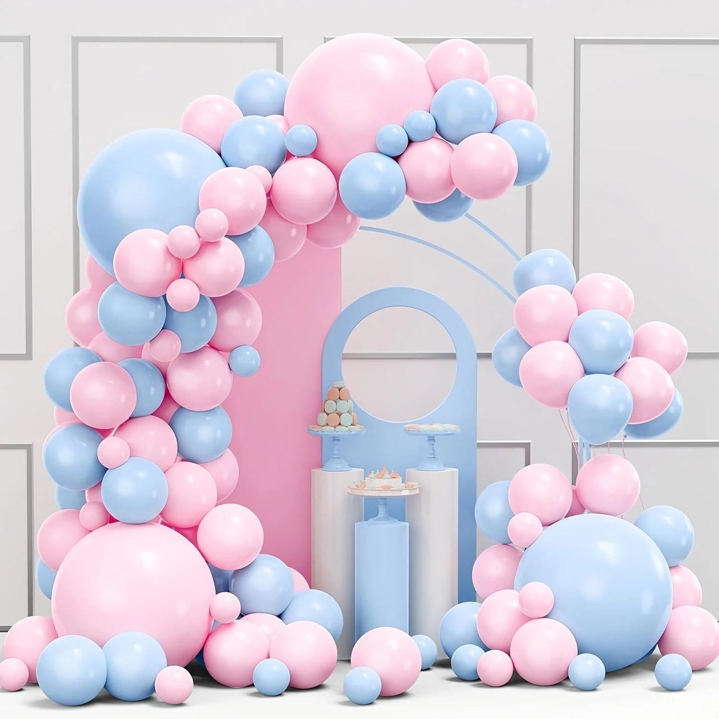 Pink And Blue Balloon Arch Set 141pcs Latex Balloons Strong Atmosphere Party Decor Four Styles Black Gold Pink Blue Red Black Blue Silver For Gender Reveal Boys Girls Birthday Baby Shower Christmas New Year Home Party Decorat