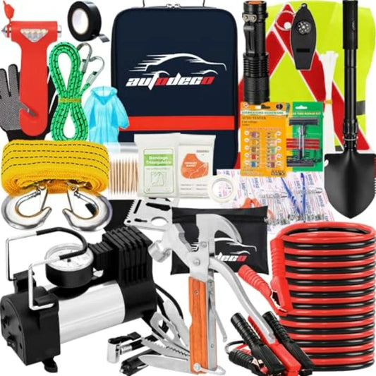 Roadside Emergency Car Kit 95 Pieces Durable Automotive Tools Case