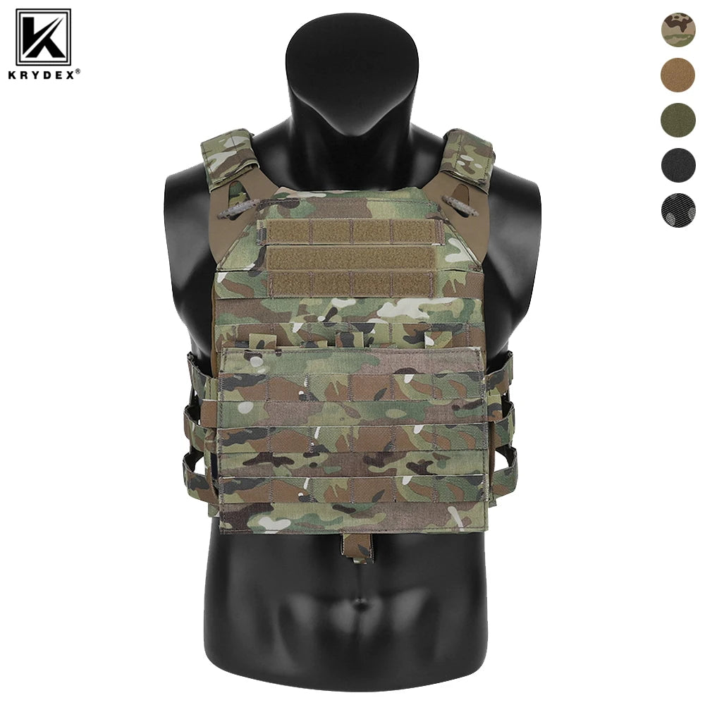 KRYDEX 500D Nylon Tactical Plate Carrier Vest With MOLLE Front Flap
