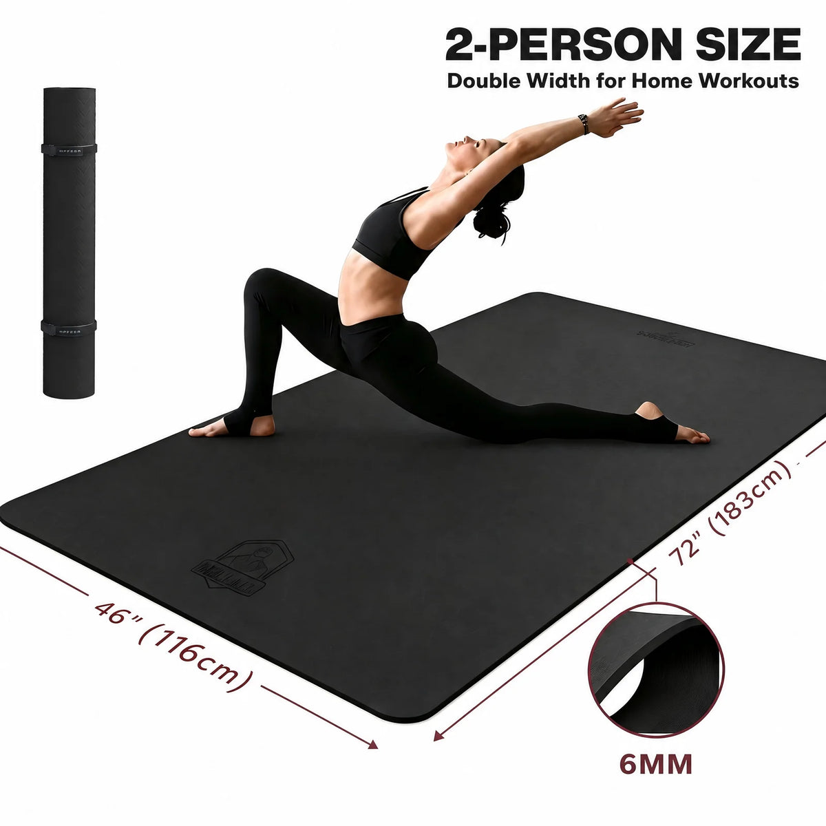 HAPBEAR Extra Large TPE Yoga Mat With Carrying Straps
