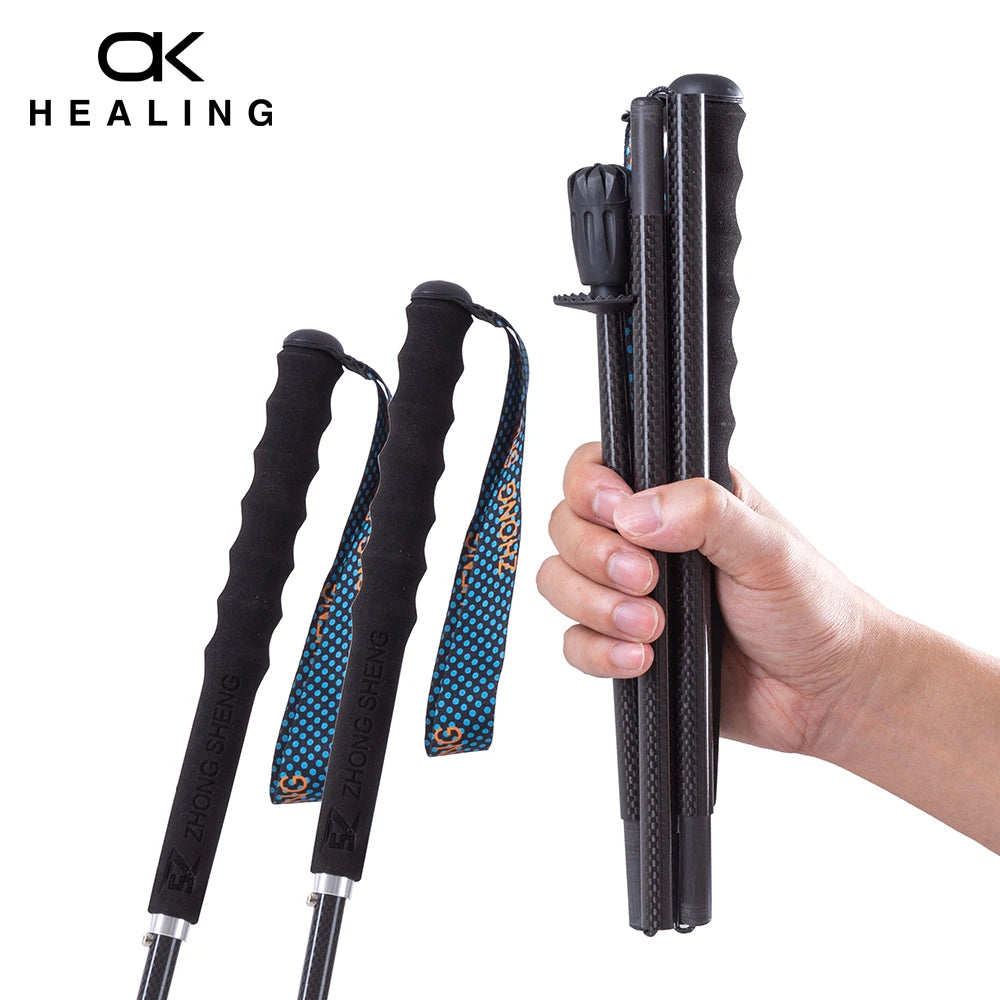 Local+ Lightweight T800 Carbon Fiber Walking Running Sticks Collapsible Telescopic Hiking Cane Trekking Poles for City Use