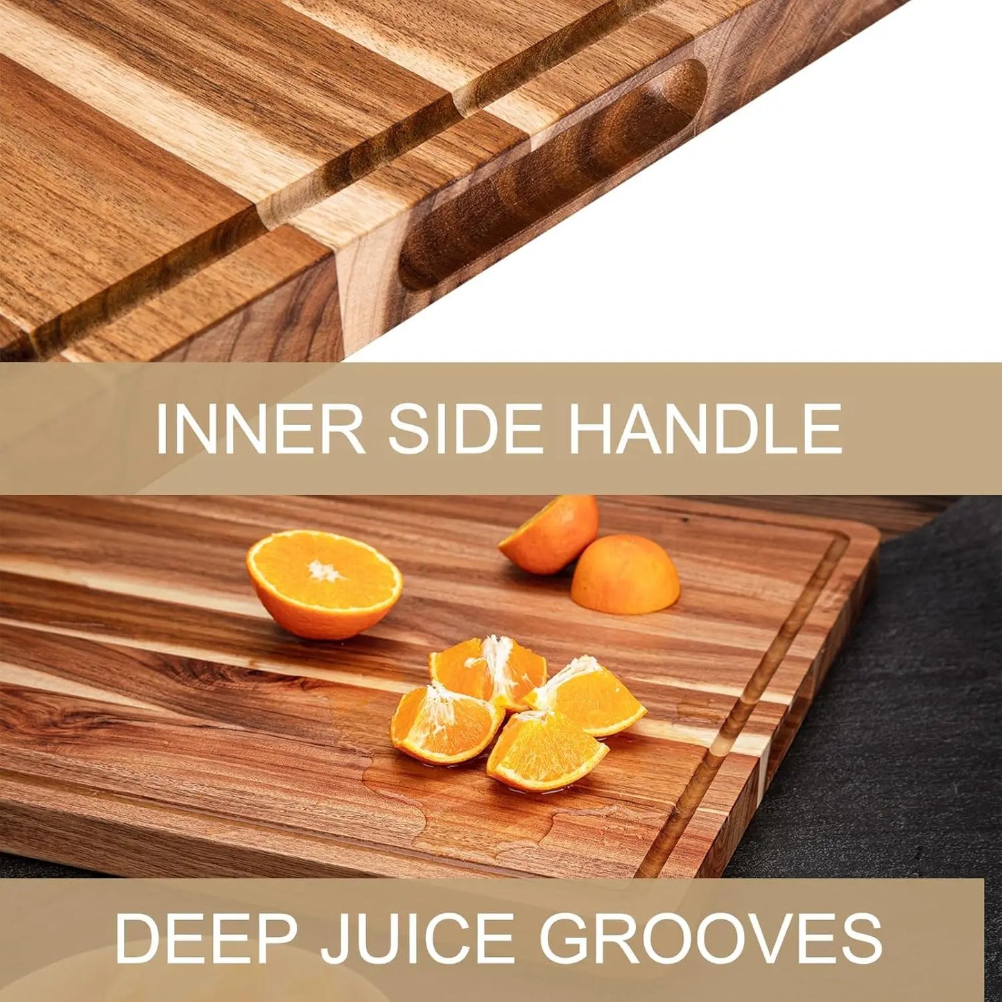 TWISTER.CK Wood Cutting Board With Juice Groove Reversible Charcuterie