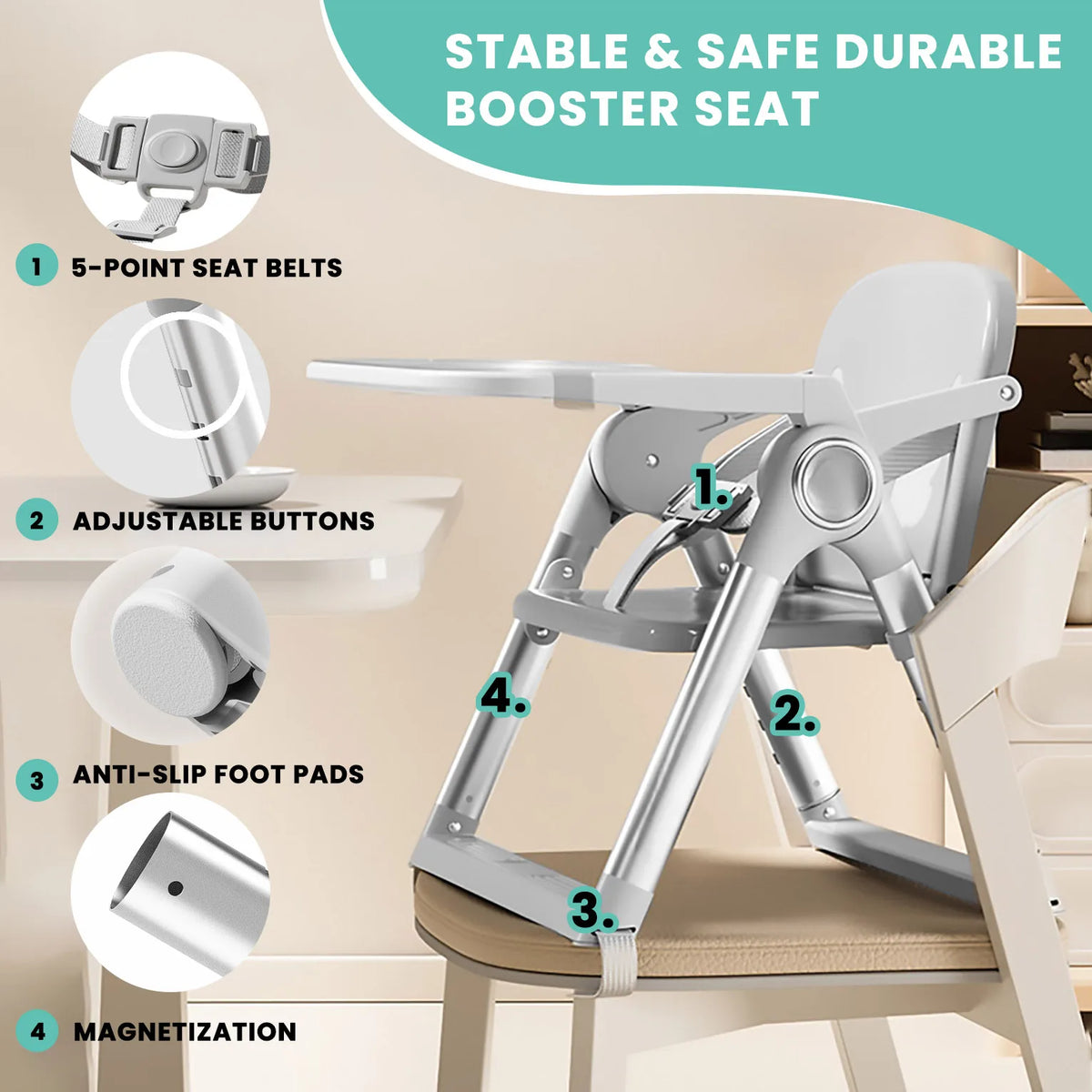 Ubravoo Foldable Portable Baby High Chair With Dual Plate