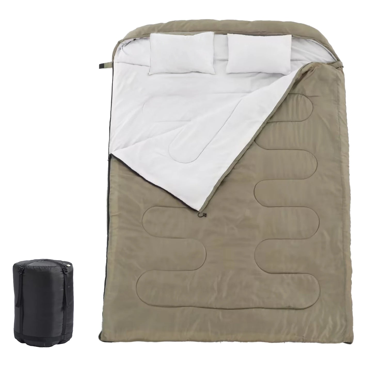 Double Sleeping Bag For Adults With Pillow Three Season Portable