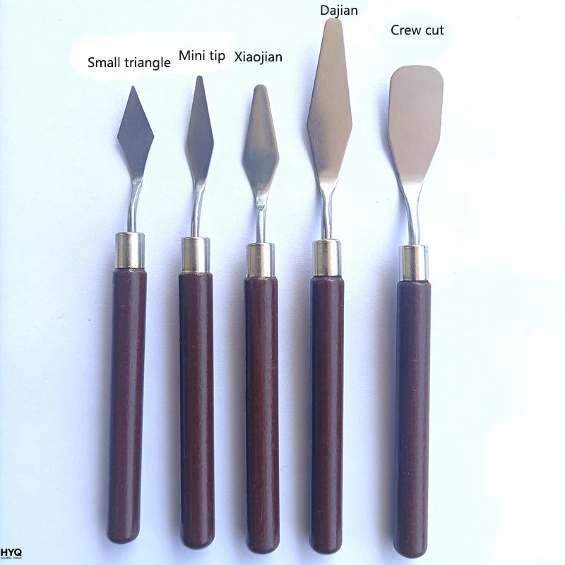 1/3/5/7PCS Watercolor Mixed Art Oil Painting Scraper Set Wood Stainless Steel Gouache Paint Pigment Mixing Knife Hand Tool