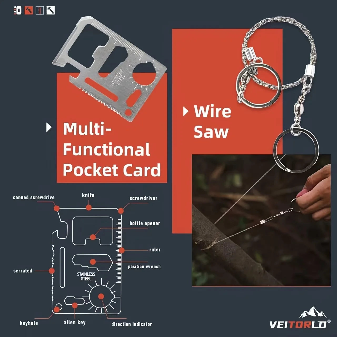 Multi Functional Tool Backpack Emergency Survival Kit With MOLLE Pouches