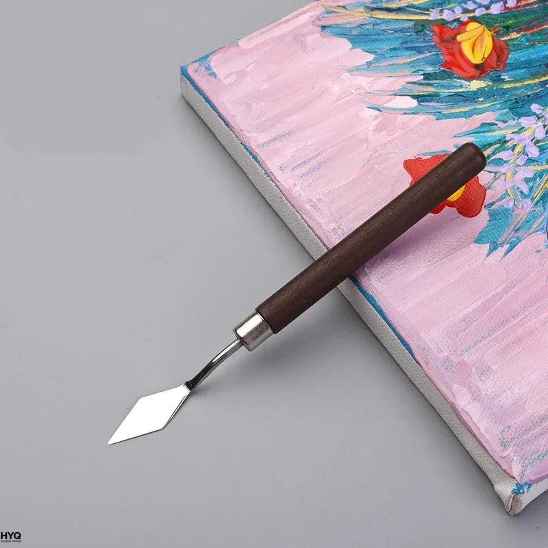1/3/5/7PCS Watercolor Mixed Art Oil Painting Scraper Set Wood Stainless Steel Gouache Paint Pigment Mixing Knife Hand Tool