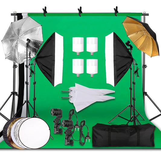 SH Studio Softbox Lighting Kit With Backdrop Stand Reflector