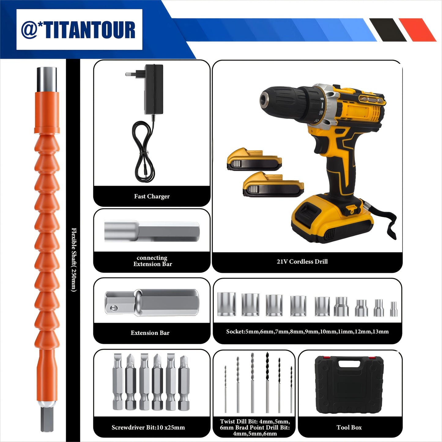 WBD Tool 24-Piece Drill Kit With Dual Battery Charger