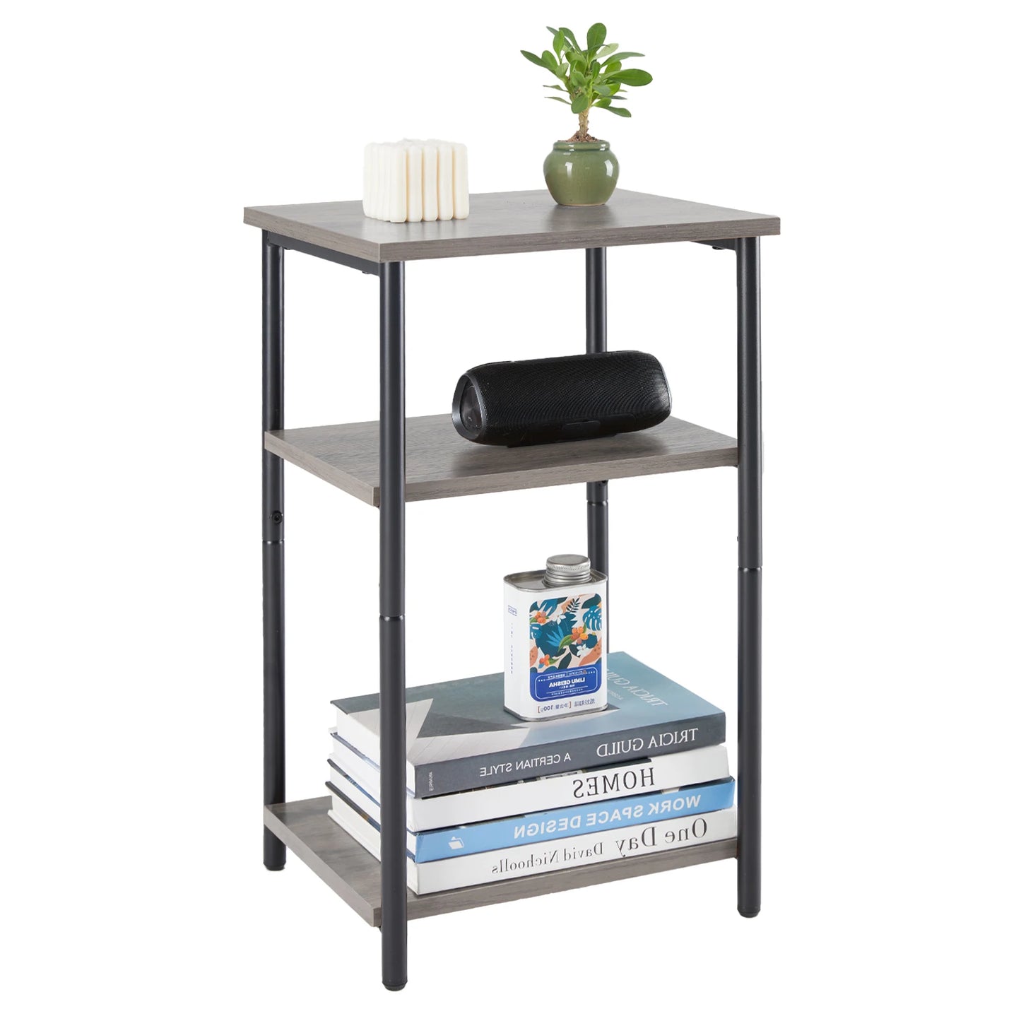 JHK Two To Three Tier End Table With Adjustable Feet