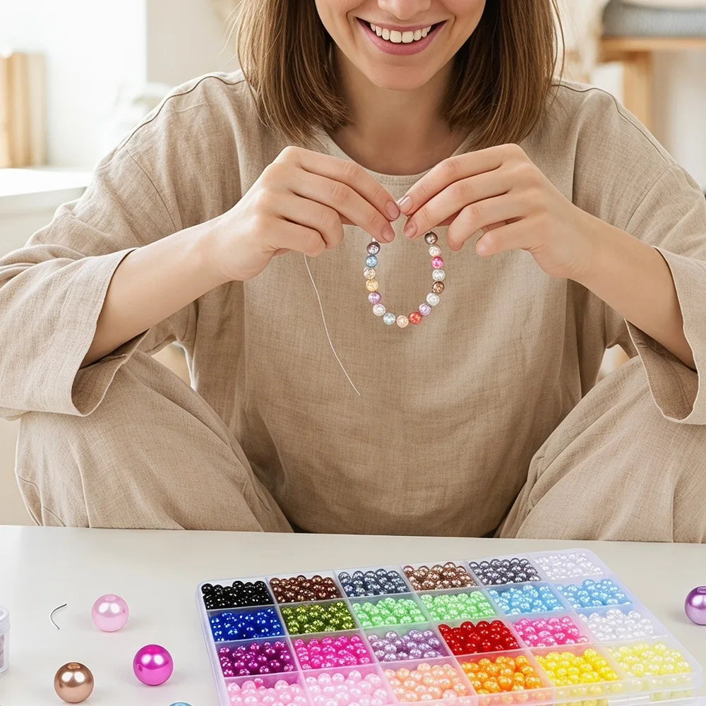 Acrylic Imitation Pearl Spacer Beads Kit For DIY Jewelry Making