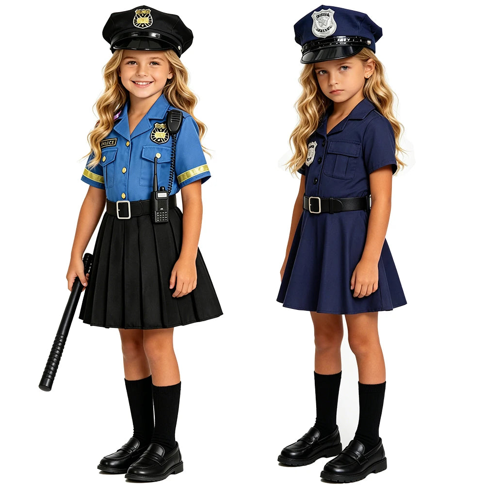 Duokipolla Girls Police Officer Costume Dress Up Uniform