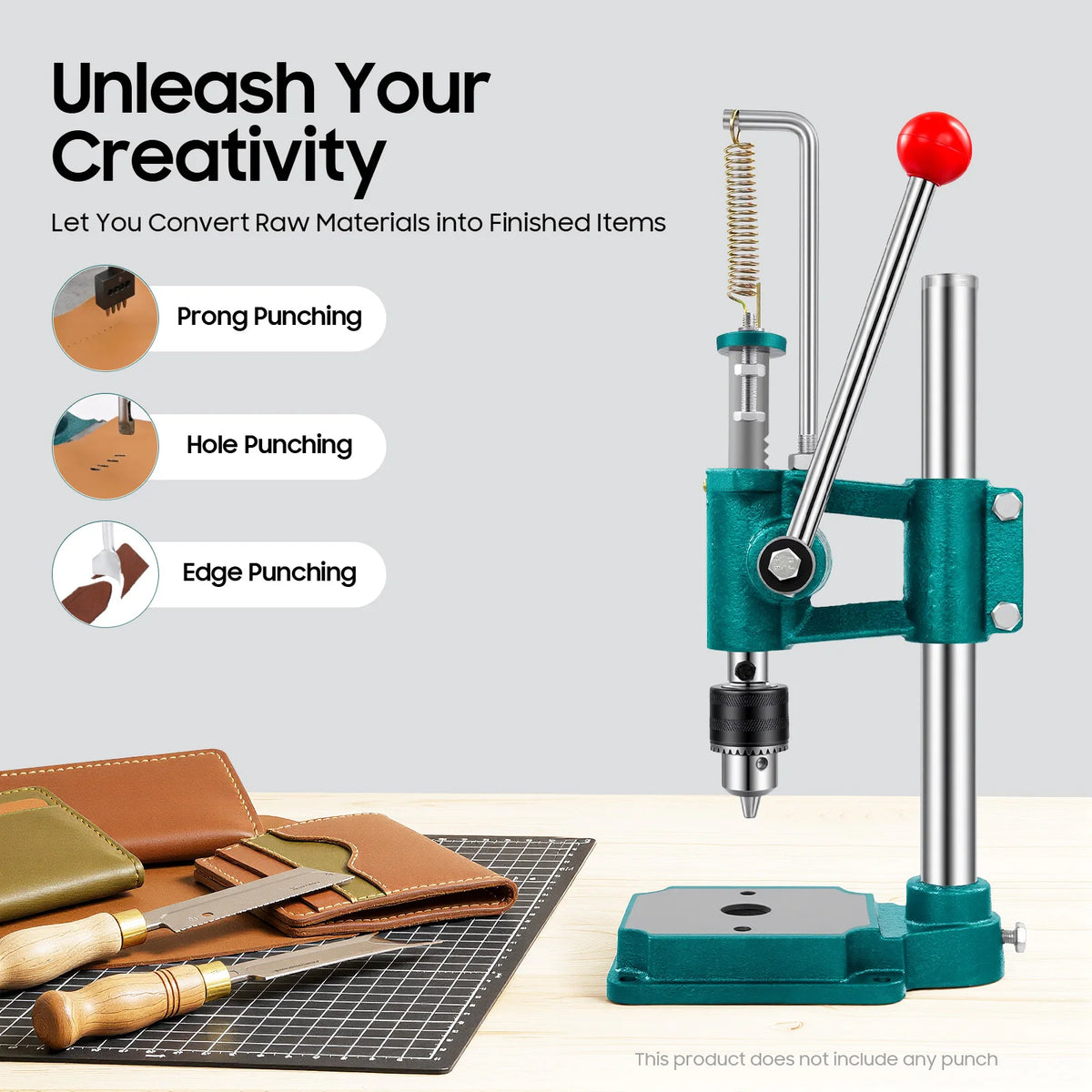 Bymaocar Manual Leather Hole Puncher Press for Wallets Belts