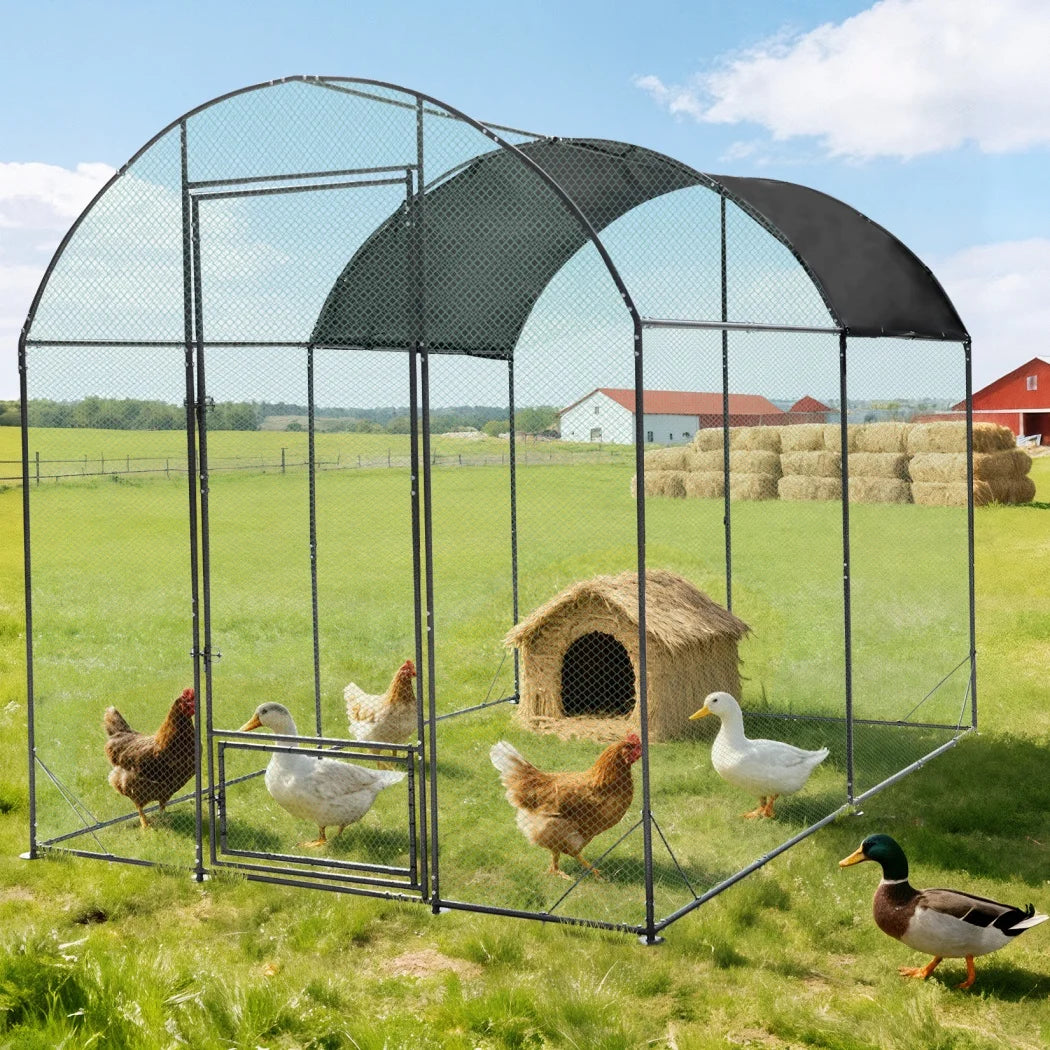 Borwart Outdoor Chicken Coop Cage with Nylon Netting Metal Tubes
