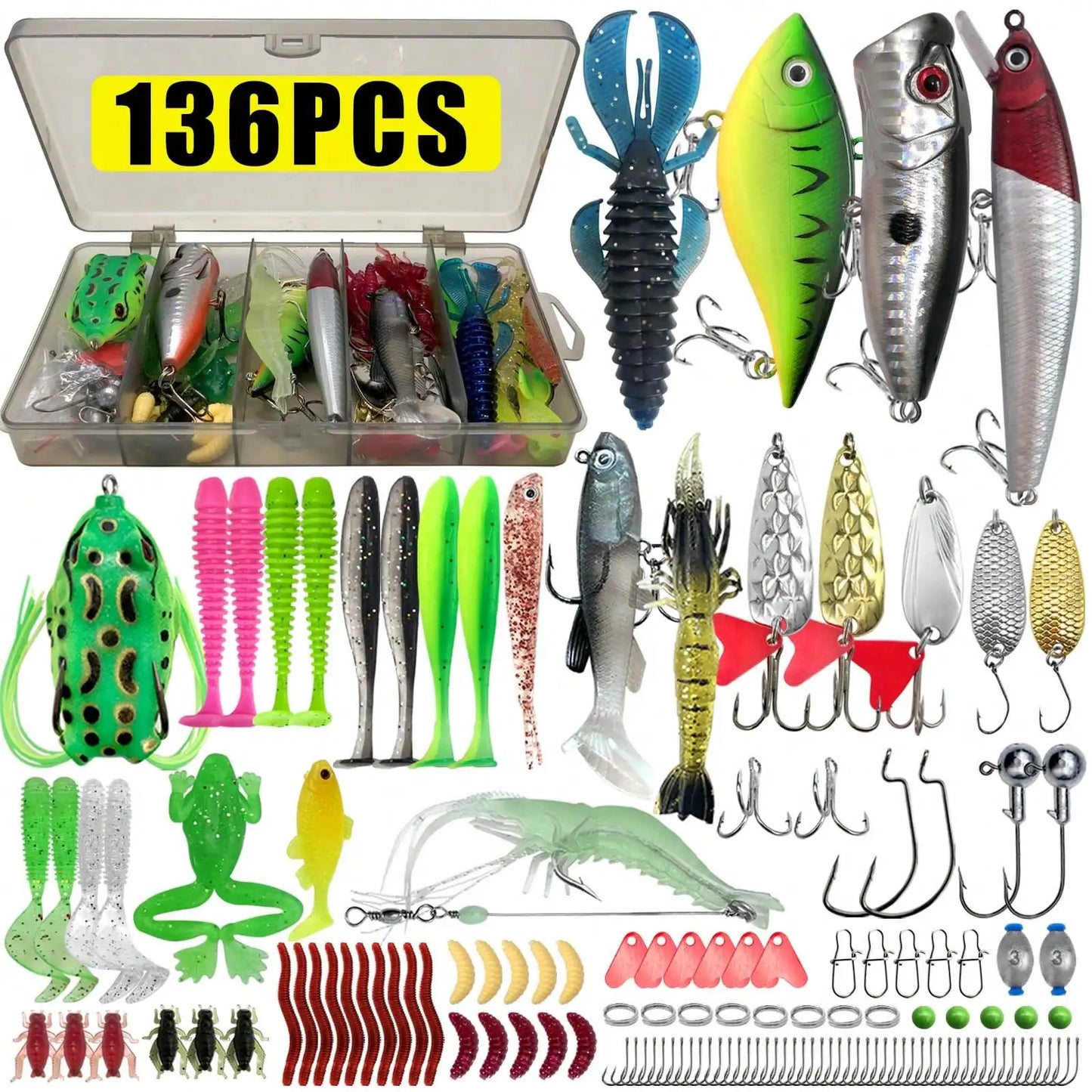 Multi Size Mixed Fishing Lure Set With Tackle Box For Angling