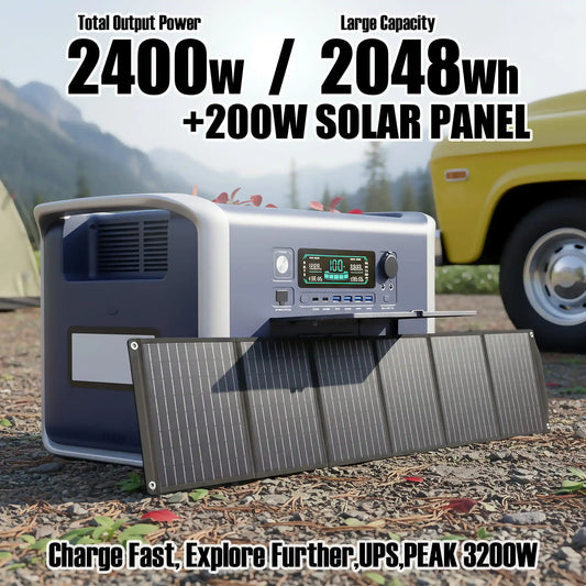 UAPOW Portable Power Station With LiFePO4 Battery And Solar Panel