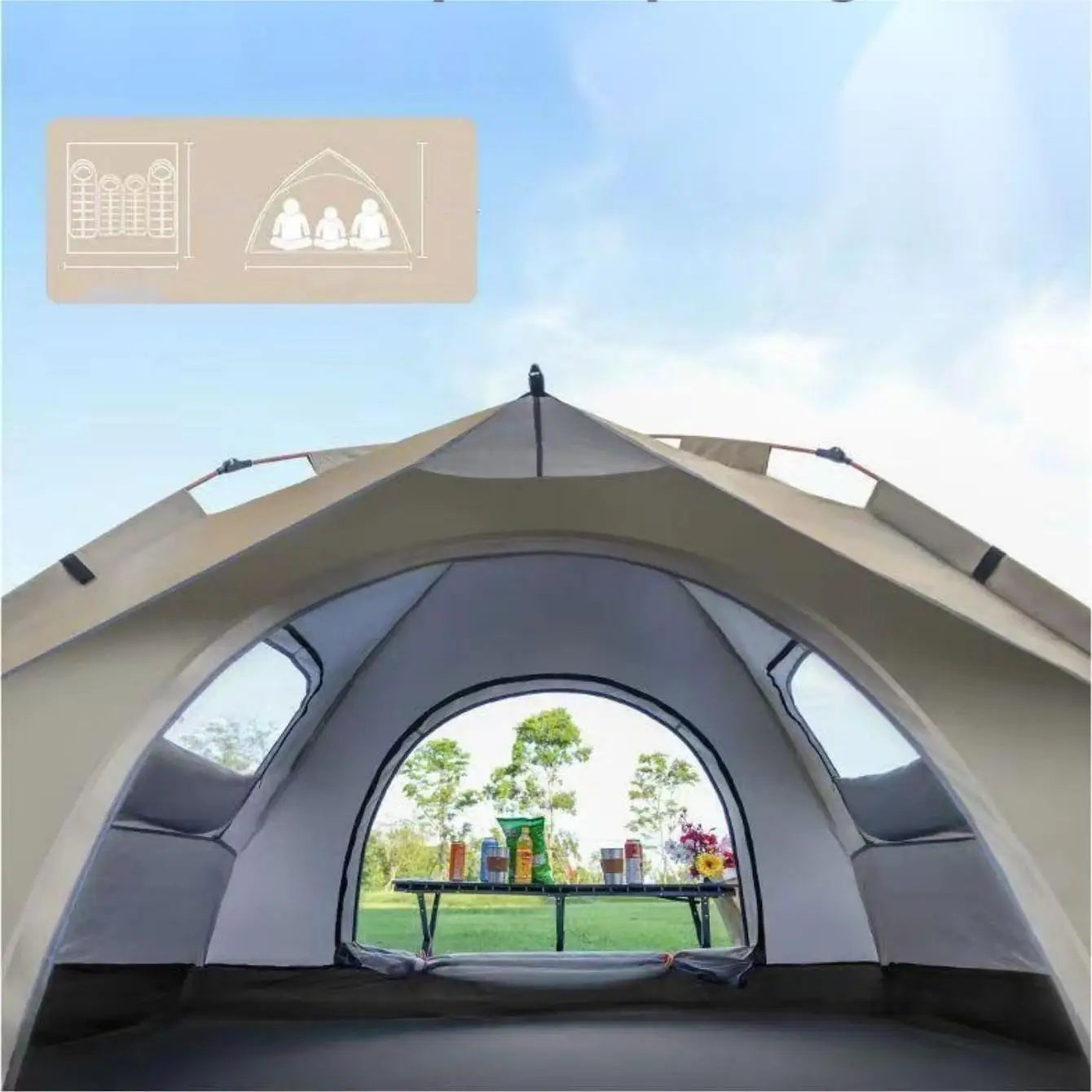 Pakicetus Outdoor Shelter Sunshade Camping Tent With Two Doors And Two Windows