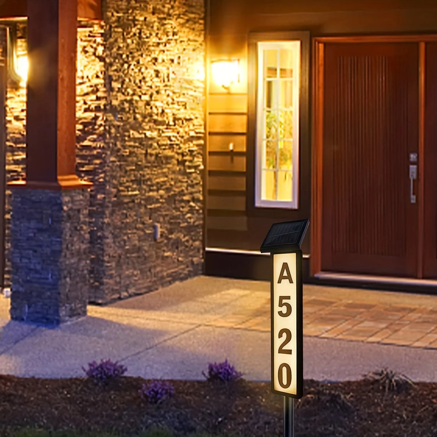 Solar Powered Door Sign Lights Ground Insert Lawn Lamps