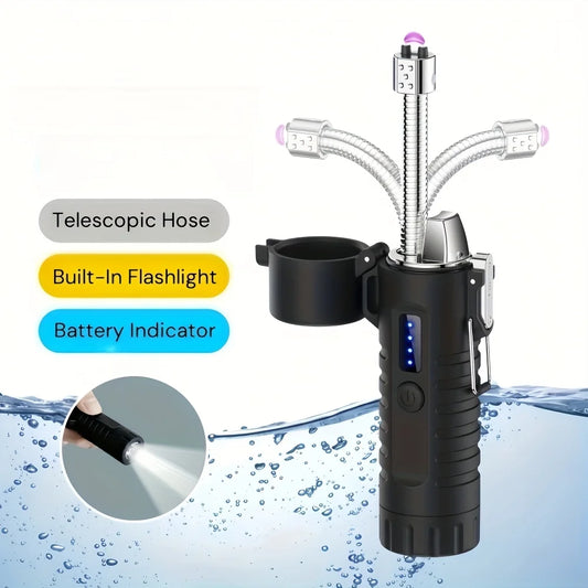Outdoor Camping Pulse Plasma Arc Lighter Telescopic Rotatable 360 Degree