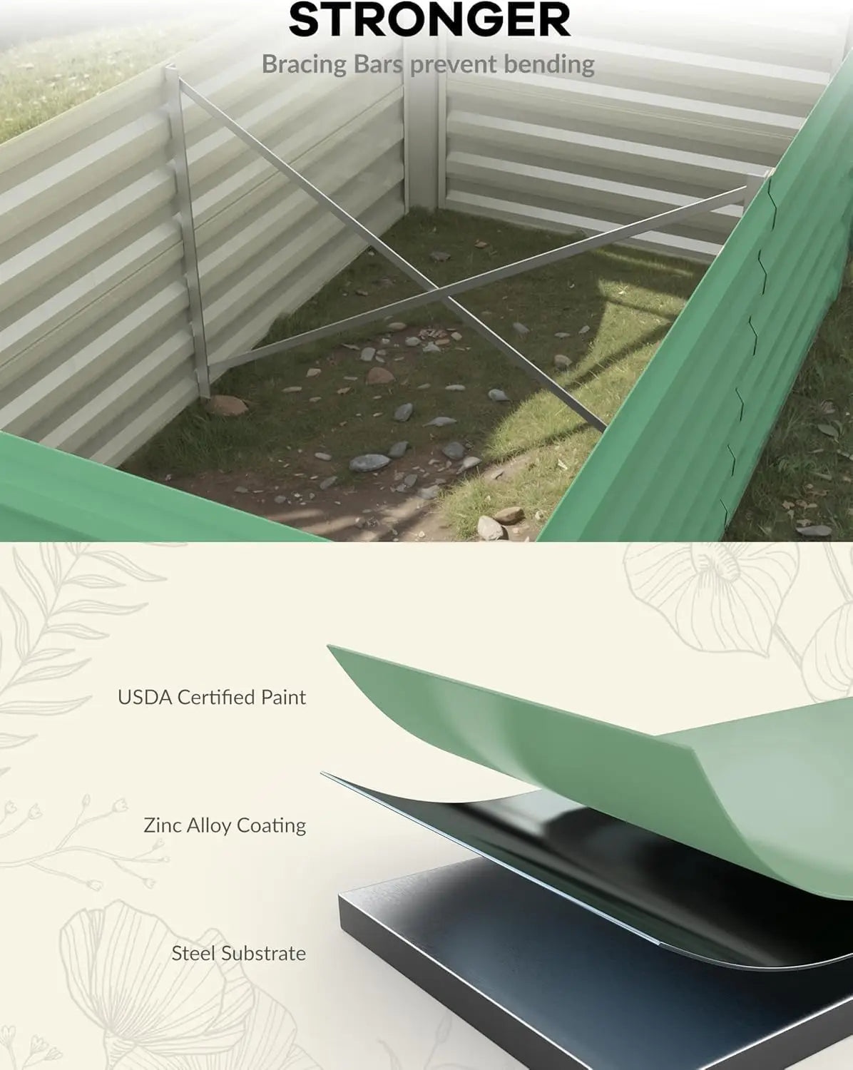 HiMISS Heavy Duty Galvanized Raised Garden Bed Planter