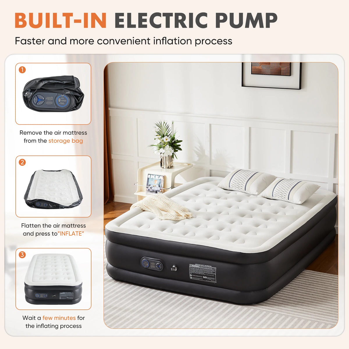 JHK High Profile Air Mattress With Comfortable Flocking Top