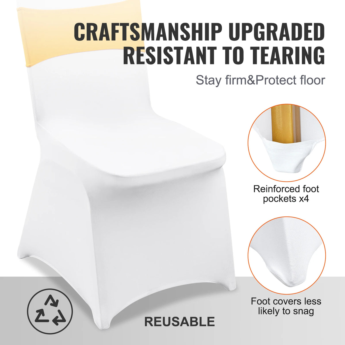 SucceBuy Stretch Spandex Folding Chair Covers With Removable Sashes