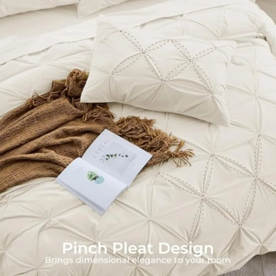 Pintuck All Season Comforter Set 7-Piece Bed in a Bag