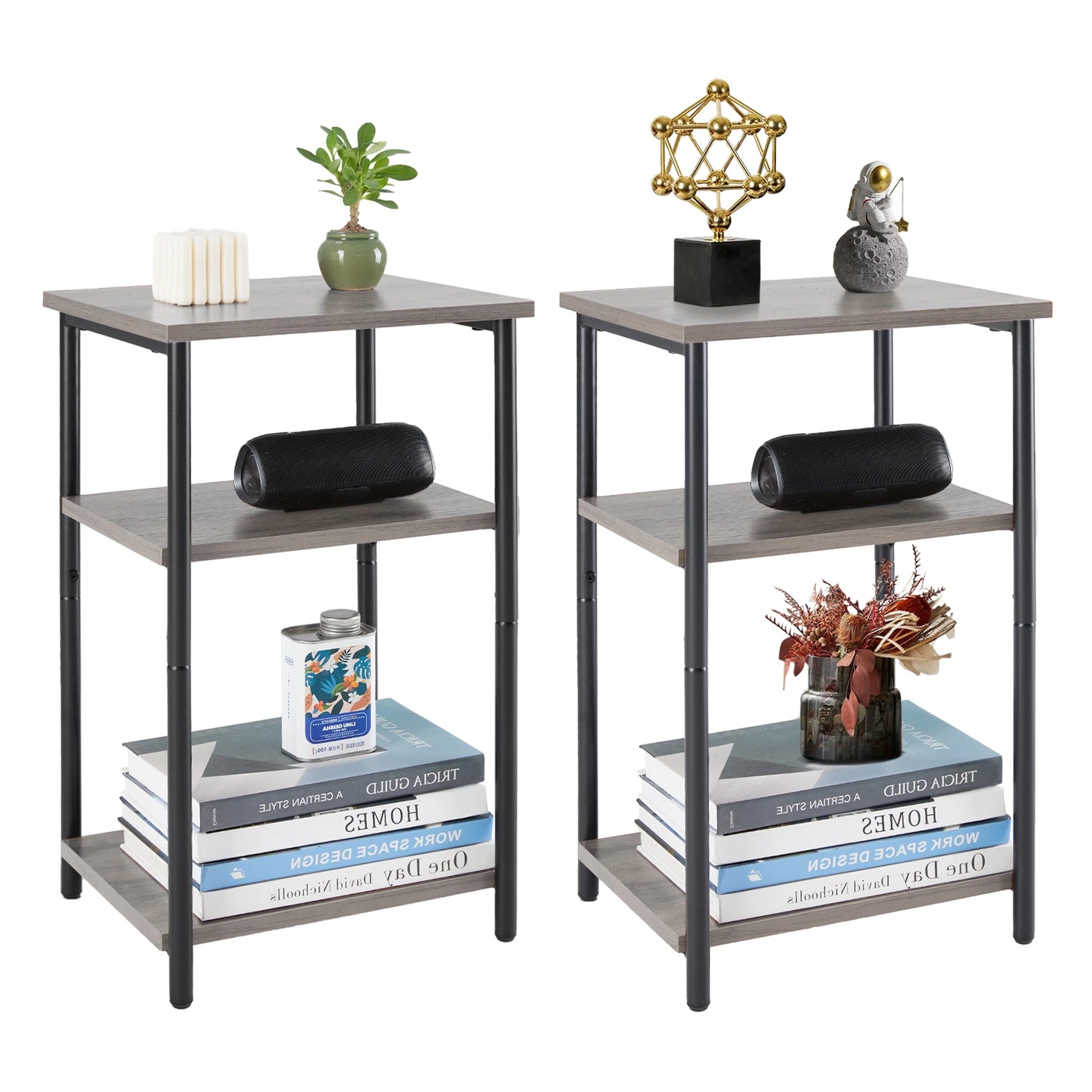 JHK Two To Three Tier End Table With Adjustable Feet
