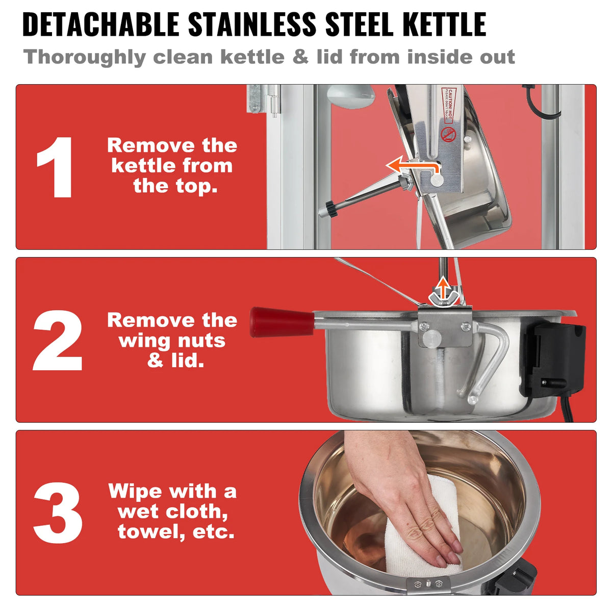 Succebuy Commercial Popcorn Maker with 304 Stainless Steel Heating Tube