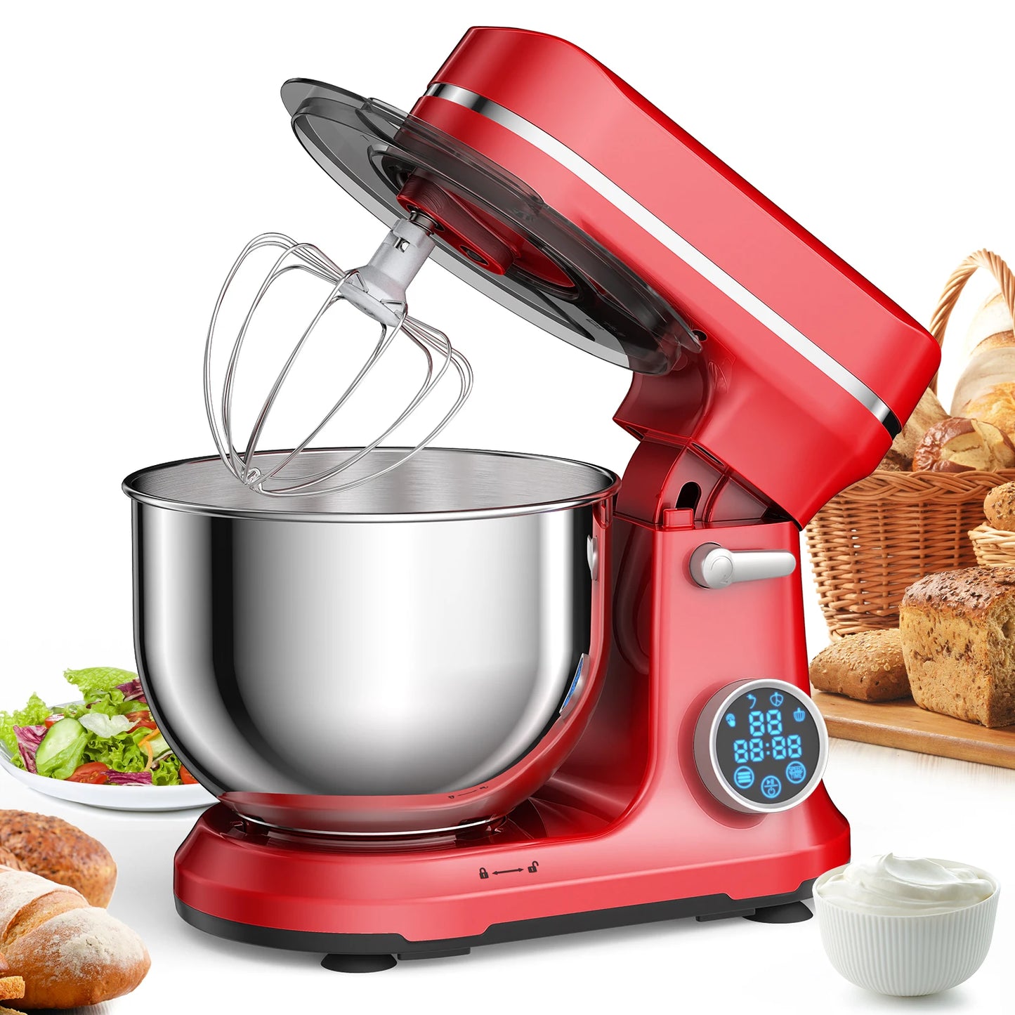 Biolomix 1200W Stand Mixer With 11 Speeds Dough Hook And Digital OLED