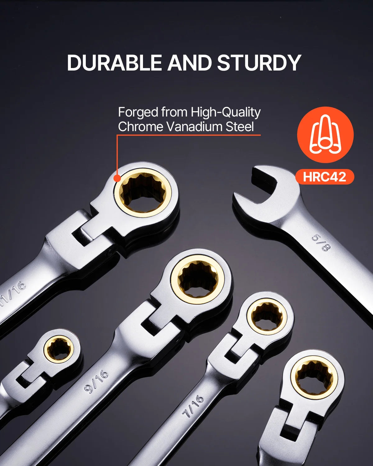 SucceBuy Flex Head Ratcheting Combination Wrench Set Roll Up Pouch